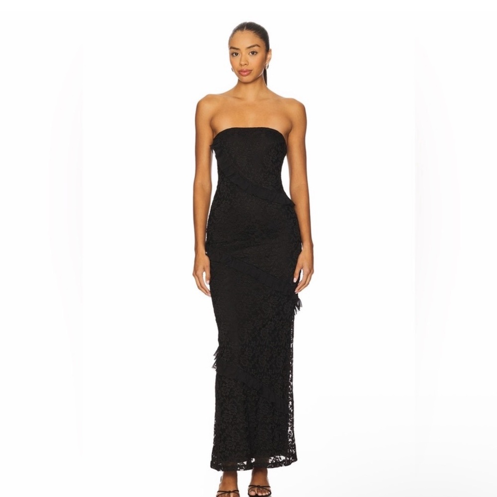 Revolve More to Come Xandra Black Strapless Dress Lace